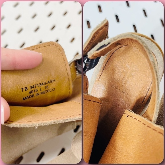 FRYE Courtney Tan Suede Sling Block Heel Sandals - Size 7 - Picture 9 of 9
